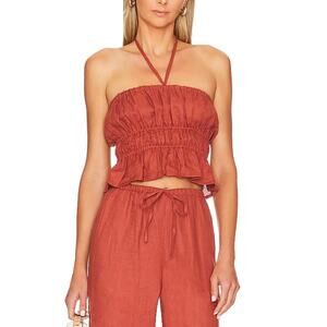 Faithfull The Brand 'La Fleur' Red Linen Top Size S